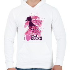 PRINTFASHION Kacsa love - Férfi kapucnis pulóver - Fehér férfi pulóver, kardigán