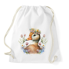 PRINTFASHION Kacsa virágokkal - Sportzsák, Tornazsák - Fehér tornazsák