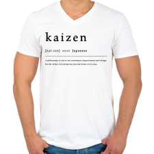 PRINTFASHION Kaizen - Férfi V-nyakú póló - Fehér férfi póló