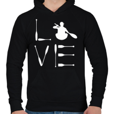 PRINTFASHION Kajak love - Férfi kapucnis pulóver - Fekete