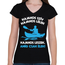 PRINTFASHION Kajakos leszek - Női V-nyakú póló - Fekete
