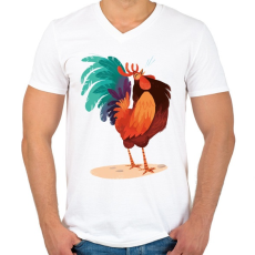 PRINTFASHION Kakas - Férfi V-nyakú póló - Fehér