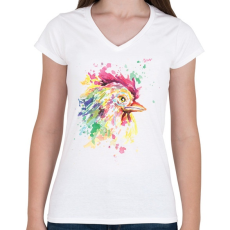 PRINTFASHION Kakas vízfesték - Női V-nyakú póló - Fehér