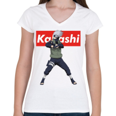 PRINTFASHION Kakashi Hatake - Női V-nyakú póló - Fehér