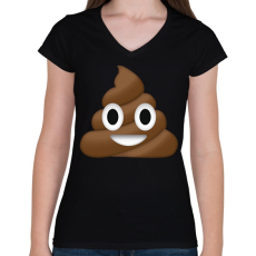 PRINTFASHION kaki emoji - Női V-nyakú póló - Fekete