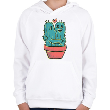 PRINTFASHION Kaktusz pár - Gyerek kapucnis pulóver - Fehér gyerek pulóver, kardigán