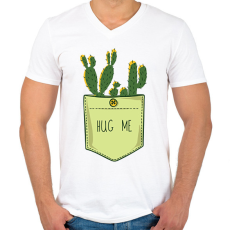 PRINTFASHION Kaktusz zsebminta - Férfi V-nyakú póló - Fehér