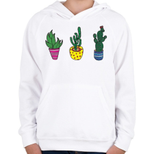 PRINTFASHION Kaktuszok - Gyerek kapucnis pulóver - Fehér gyerek pulóver, kardigán
