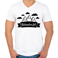 PRINTFASHION Kalandra fel! - Férfi V-nyakú póló - Fehér