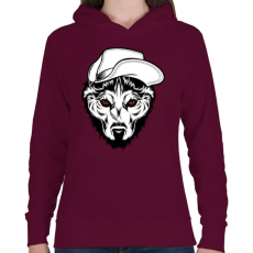 PRINTFASHION Kalapos farkas - Női kapucnis pulóver - Bordó