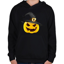 PRINTFASHION Kalapos halloween tök - Gyerek kapucnis pulóver - Fekete gyerek pulóver, kardigán