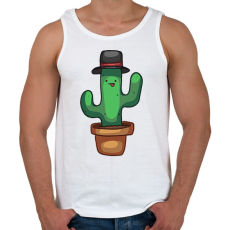 PRINTFASHION Kalapos kaktusz - Férfi atléta - Fehér