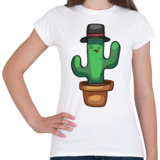 PRINTFASHION Kalapos kaktusz - Női póló - Fehér női póló