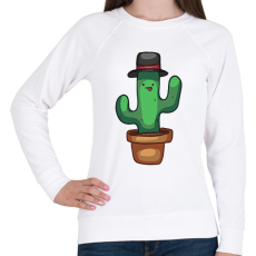 PRINTFASHION Kalapos kaktusz - Női pulóver - Fehér