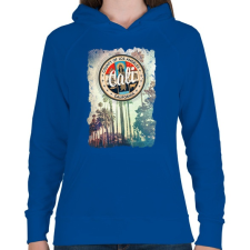 PRINTFASHION Kalifornia - Női kapucnis pulóver - Királykék női pulóver, kardigán