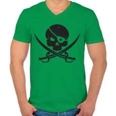 PRINTFASHION Kalóz koponya - Férfi V-nyakú póló - Zöld