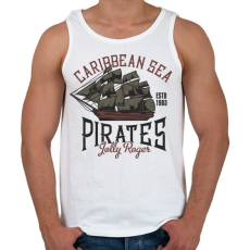 PRINTFASHION Kalózhajó - Caribbean Sea - Férfi atléta - Fehér