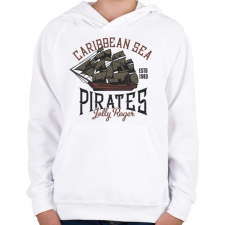 PRINTFASHION Kalózhajó - Caribbean Sea - Gyerek kapucnis pulóver - Fehér gyerek pulóver, kardigán