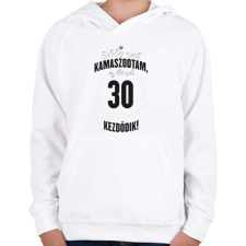 PRINTFASHION kamasz-30-black-white - Gyerek kapucnis pulóver - Fehér gyerek pulóver, kardigán