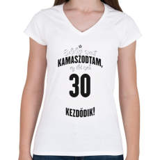 PRINTFASHION kamasz-30-black-white - Női V-nyakú póló - Fehér