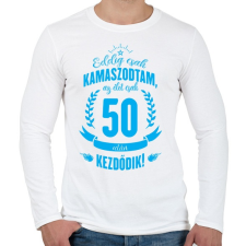 PRINTFASHION kamasz-50-cyan - Férfi hosszú ujjú póló - Fehér férfi póló