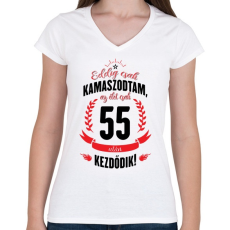 PRINTFASHION kamasz-55-black-red - Női V-nyakú póló - Fehér