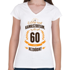 PRINTFASHION kamasz-60-brown-orange - Női V-nyakú póló - Fehér