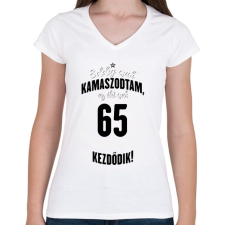 PRINTFASHION kamasz-65-black-white - Női V-nyakú póló - Fehér női póló