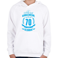 PRINTFASHION kamasz-70-cyan - Gyerek kapucnis pulóver - Fehér gyerek pulóver, kardigán