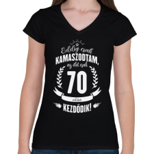 PRINTFASHION kamasz-70-white - Női V-nyakú póló - Fekete női póló