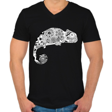 PRINTFASHION Kamé Leon - Férfi V-nyakú póló - Fekete férfi póló