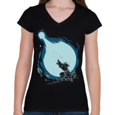 PRINTFASHION Kamehameha - Női V-nyakú póló - Fekete