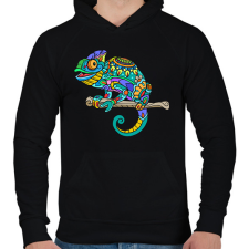 PRINTFASHION Kaméleon  - Férfi kapucnis pulóver - Fekete férfi pulóver, kardigán