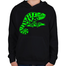 PRINTFASHION kaméleon  - Gyerek kapucnis pulóver - Fekete gyerek pulóver, kardigán