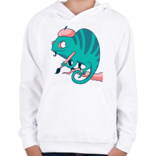 PRINTFASHION Kaméleon Picasso - Gyerek kapucnis pulóver - Fehér gyerek pulóver, kardigán