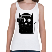 PRINTFASHION Kamerás cica - Női atléta - Fehér női trikó