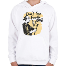 PRINTFASHION Kamerás fókuszban - Gyerek kapucnis pulóver - Fehér gyerek pulóver, kardigán