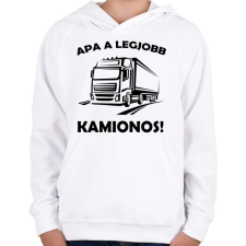 PRINTFASHION Kamion - Gyerek kapucnis pulóver - Fehér gyerek pulóver, kardigán