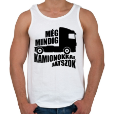 PRINTFASHION Kamionokkal játszok - Férfi atléta - Fehér atléta, trikó