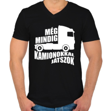 PRINTFASHION Kamionokkal Játszok - Férfi V-nyakú póló - Fekete férfi póló