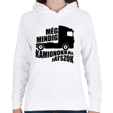 PRINTFASHION Kamionokkal játszok - Női kapucnis pulóver - Fehér