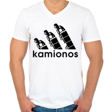 PRINTFASHION Kamionos - Férfi V-nyakú póló - Fehér férfi póló