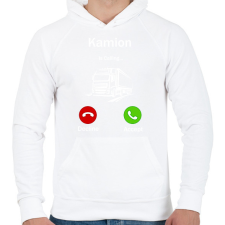 PRINTFASHION Kamionos Hívás - Férfi kapucnis pulóver - Fehér férfi pulóver, kardigán