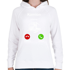 PRINTFASHION Kamionos Hívás - Női kapucnis pulóver - Fehér női pulóver, kardigán