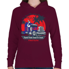 PRINTFASHION Kamionos lány - Női kapucnis pulóver - Bordó