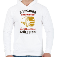 PRINTFASHION Kamionos szülinapja április - Férfi kapucnis pulóver - Fehér férfi pulóver, kardigán