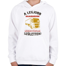 PRINTFASHION Kamionos szülinapja augusztus - Gyerek kapucnis pulóver - Fehér