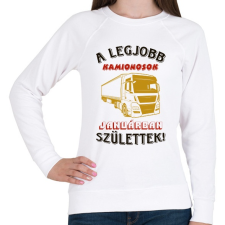 PRINTFASHION Kamionos szülinapja január - Női pulóver - Fehér női pulóver, kardigán