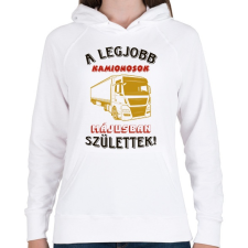 PRINTFASHION Kamionos szülinapja május - Női kapucnis pulóver - Fehér női pulóver, kardigán