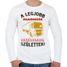 PRINTFASHION Kamionos szülinapja október - Férfi hosszú ujjú póló - Fehér